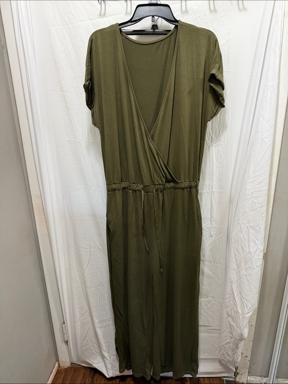 Unlisted Olive Green Wrap-Front Short Sleeve Jumpsuit